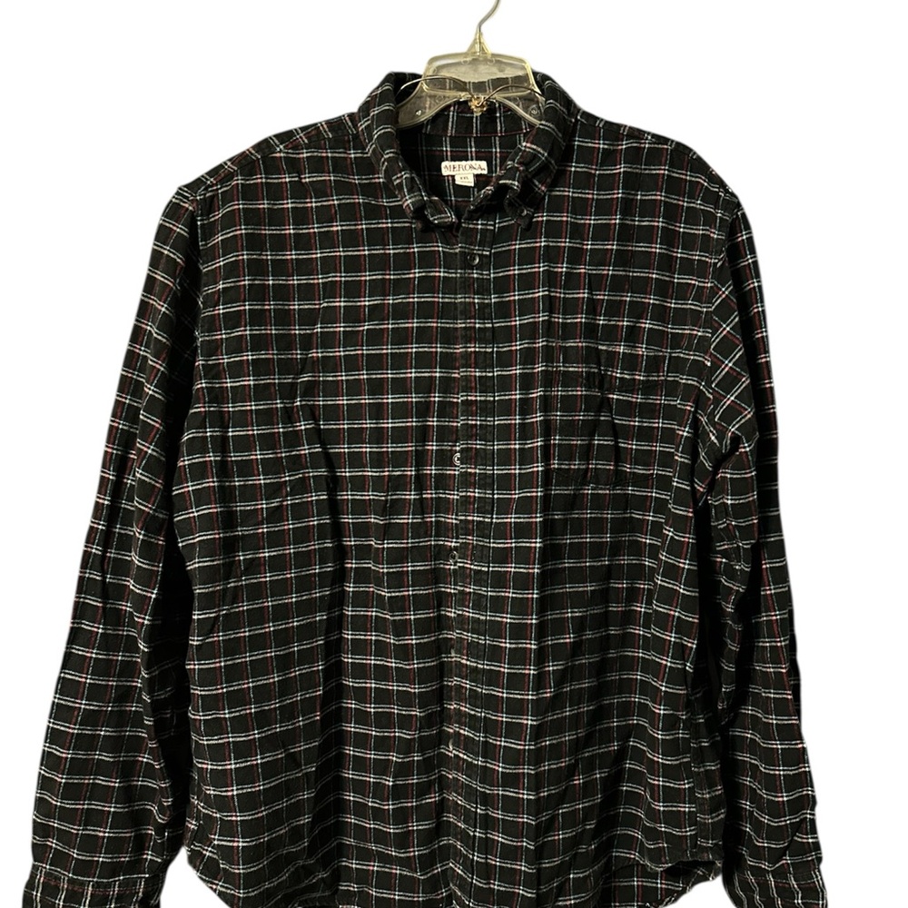 Merona Men's Plaid Button Down Shirt - Black and Multicolor